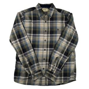 Orton Brothers Mens Medium Shirt Green Blue Plaid Button Down Long Sleeve